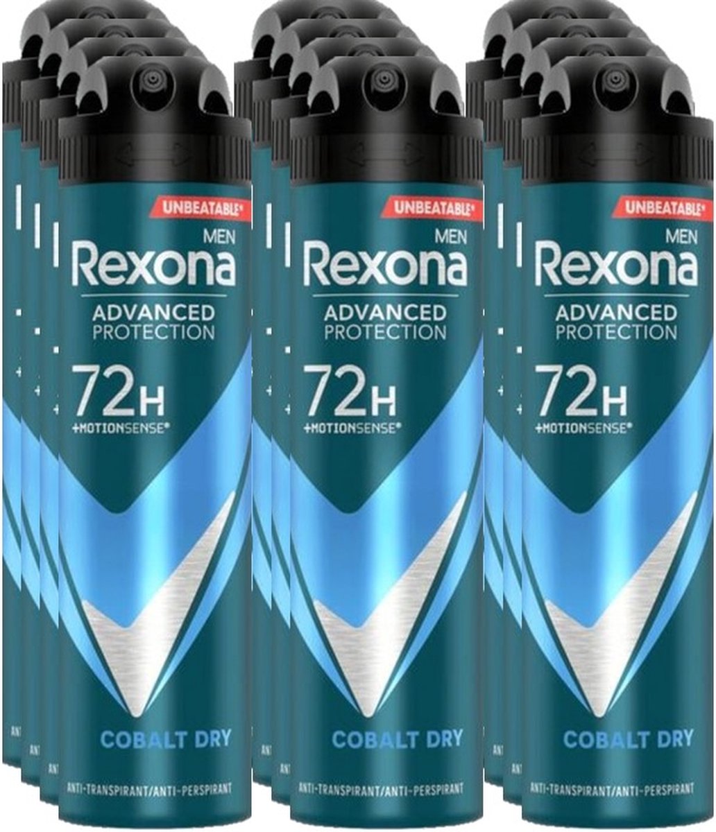 Goedkoopste Rexona Deospray Men Dry Cobalt 12 x 150 ml - Voordeelverpakking