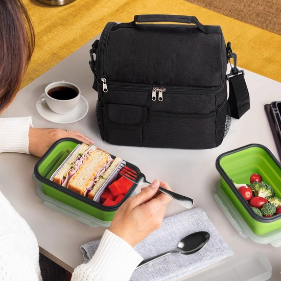 Kleine en lichte koeltas, lunchtas, isolatietas voor werk, school, opvouwbaar, waterdicht, ritssluiting, 8,5 l, beige