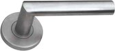 RVS Modern Stevig Deurbeslag set - Deurklink op ronde rozet met sleutelgat- Roestvrijstalen Deurkruk met Rozet- Zilver