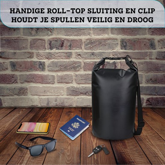 Somstyle Drybag 5 Liter - Droog Tas Waterdicht met Schouderriem - Voor Outdoor, Vakantie, Travel & Zwemmen - Zwart