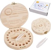 Melktanddoos Premium, ZB003-D, houten tanddoos voor meisjes en jongens met individuele naam, tandbox voor veilige opslag van melktanden, modern design, 12,5 x 12 x 3 cm