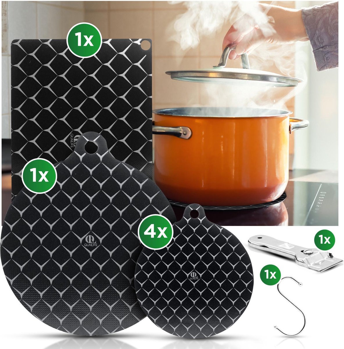 Hittebestendige mat voor heteluchtfriteuse, aanrecht beschermmatten, rubberen tafelmat voor heteluchtfriteuse, oven, koffiezetapparaat keukenapparaat zwart-1 pc