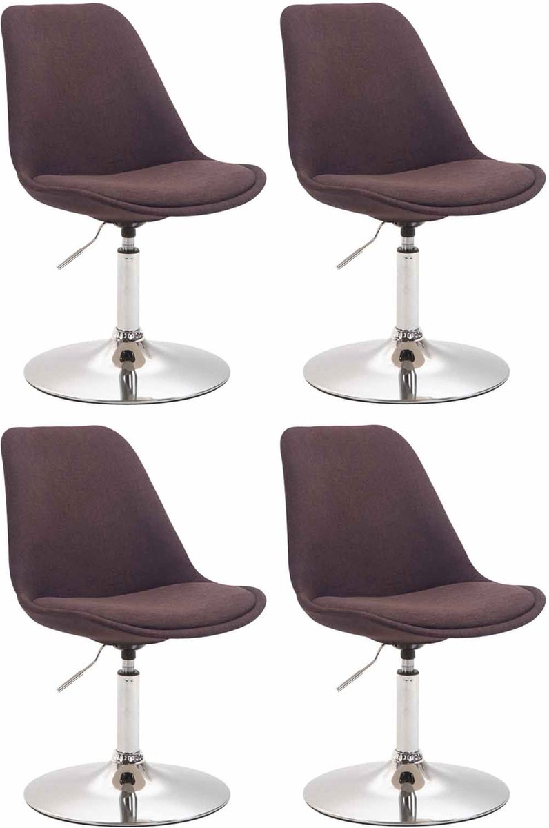 CLP Maverick Set van 4 Eetkamerstoelen - Stof bruin chroom