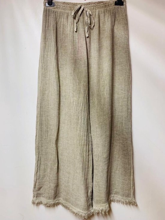 Pantalon en lin léger avec poches latérales de couleur CREME, pantalon d'été, tissu léger, tissu respirant, taille 40/42