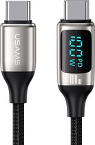 USAMS - USB kabel - Type-C naar Type-C - PD 100W - snellaad- en datakabel - 1,2 m - Wit