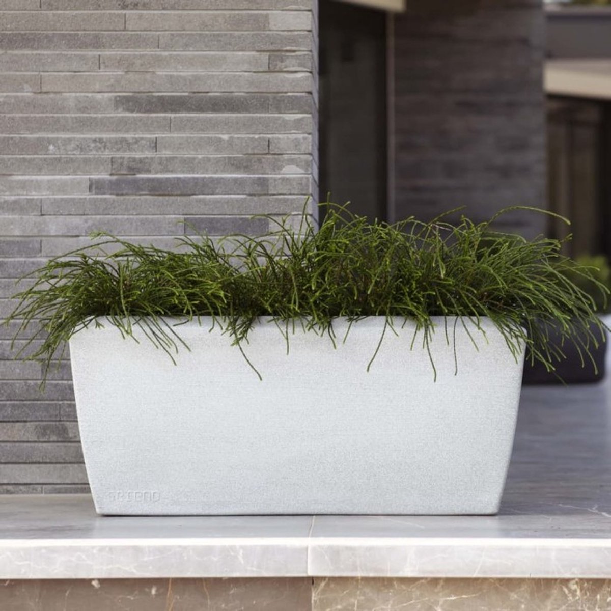 Capi Europe Jardinière rectangulaire basse Arc Granite - 90x35x40 - Ivoire