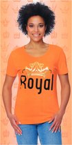 Oranje - T-Shirt Dames - Koningsdag - Royal - 100% Katoen - Maat L - 44/46