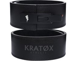 KRATØX Leren Lifting Belt - Halterriem - Powerlift Riem - Leer Gewichthefriem - Lever Belt - Powerlifting - Deadlift - Zwart - Steel Buckle - Maat L