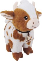 Knuffeldier Koe Trudy - zachte pluche stof - dieren knuffels - bruin/wit - 31 cm