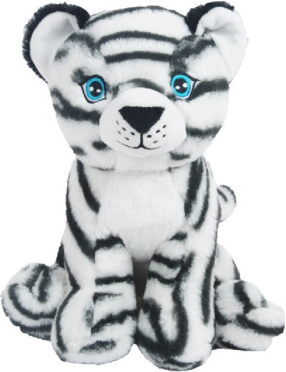 Knuffeldier Tijger Samuel - zachte pluche stof - wilde dieren knuffels - wit - 23 cm - Tijgers