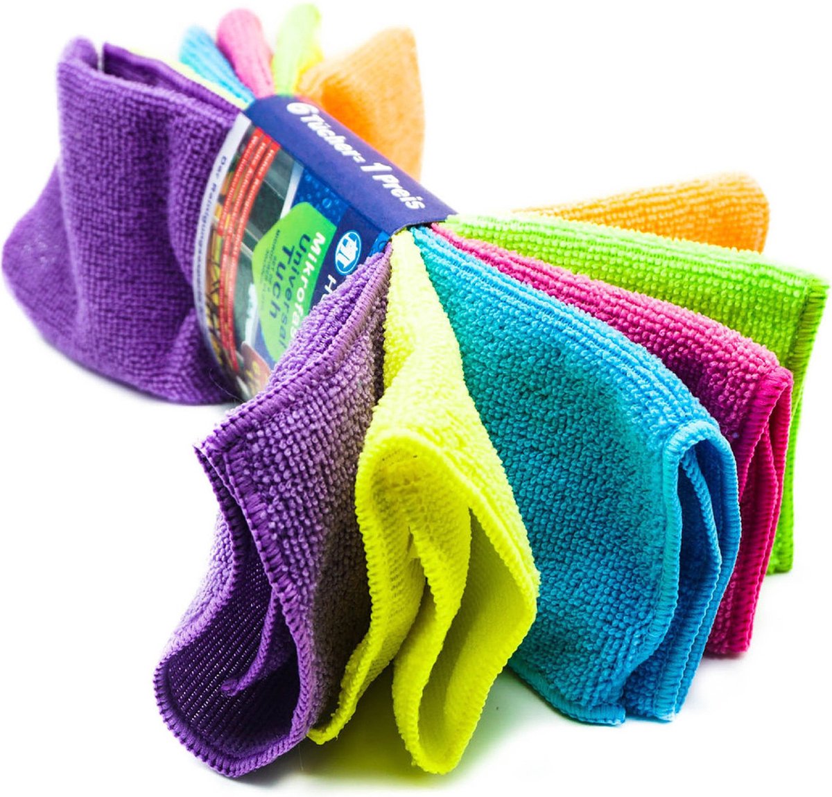 Goedkoopste Microvezel huishoud/schoonmaakdoekjes - 6x stuks - neon kleuren mix - 30 x 30 cm - schoonmaken - huis/auto/sanitair