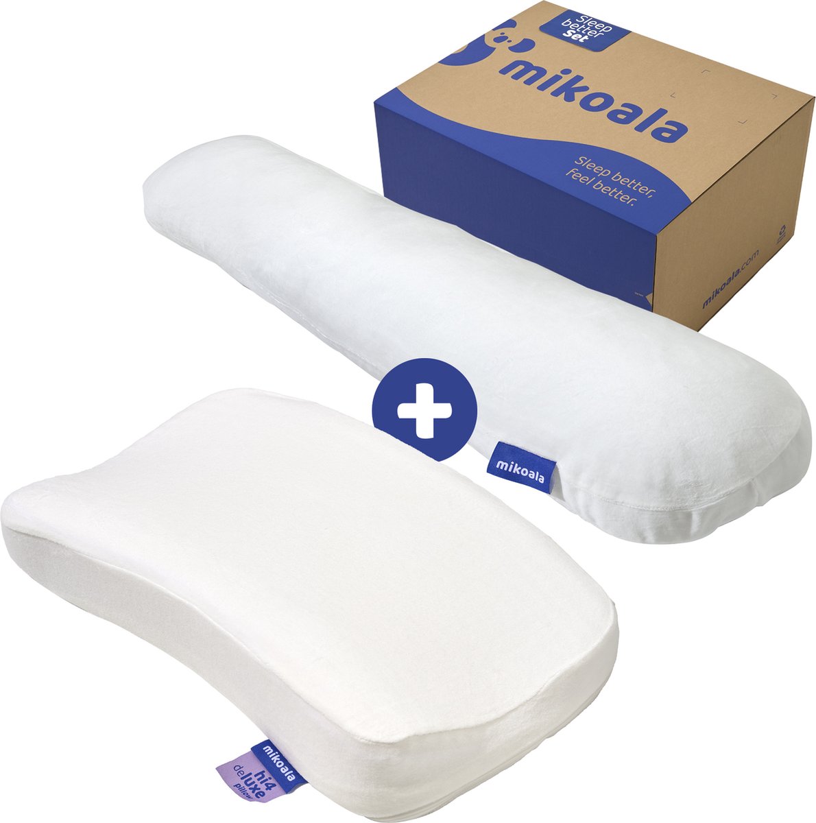 Bol.com Mikoala Sleep Better Set - Zwangerschapskussen (110 cm) & Hoofdkussen Ergonomisch Traagschuim (51x31 cm) – Lichaamskusse... aanbieding