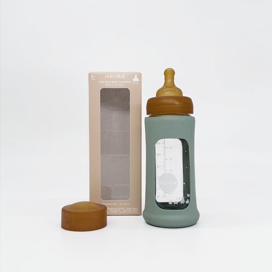 Wide Neck Baby Glass Bottle with Sleeve 250ml/8.5oz Single-Pack (Seafoam Blue) — afbeelding 2