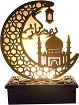 Ramadan Eid LED Nachtlampje - DIY Houten Maan en Sterren Ornamenten - Eid Mubarak Festival Verlichting - Milieuvriendelijk