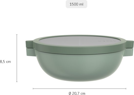 Bol bento Mepal Vita – 5 compartiments dont 3 récipients amovibles – Boîte Bento – Boîte repas salade – Sauge nordique