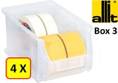 4 x Magazijnbak - grijpbak - stapelbak Allit - ProfiPlus Box 3 - 2,4 L - PP - transparant