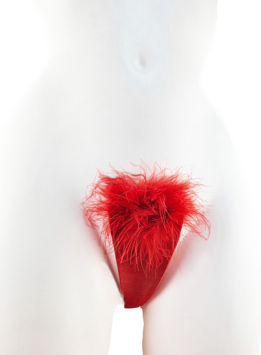 BamBella ® - Slip Strapless met veertjes - Onesize - Rood Ondergoed zonder bandjes - String zonder touw