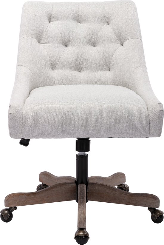 Merax Luxe Office Chair - Chaise sur Roues - Chaise de bureau ergonomique - Roues - Rotative et réglable - Beige