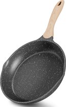 Koekenpan 32 cm, inductiepan met antiaanbaklaag, granieten pan kookgerei omeletpan met hittebestendige handgreep, geschikt voor alle kookplaten, PFOA-vrij
