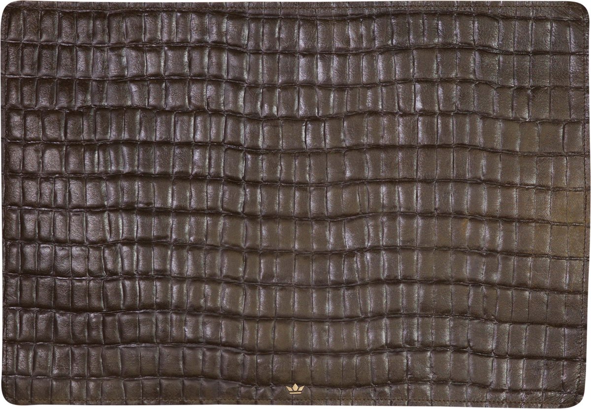 Dutchdeluxes - Vol nerf leer - Handgemaakt - Luxe - Placemats - 1 stuk - Donkerbruin