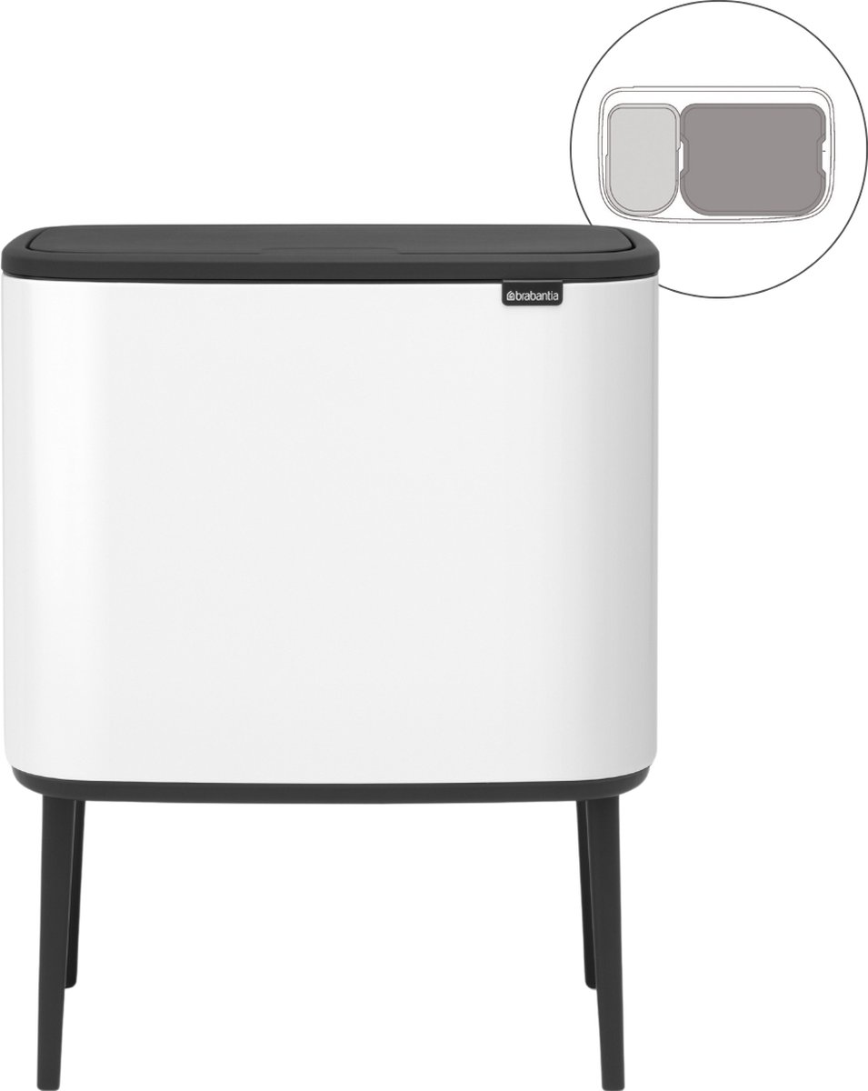 Goedkoopste Brabantia Bo Touch Bin Prullenbak - 11 23 liter - Afvalscheiding - White