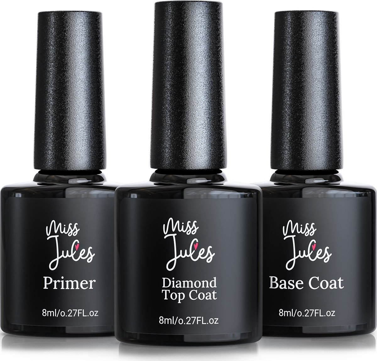 Miss Jules - Primer, Base Coat & Diamond Top Coat - HEMA & TPO Free - Gellak - BIAB - Polygel - Blijvend Glanzende Nagels