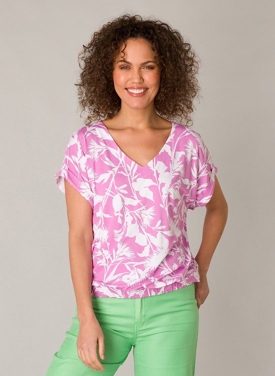 YEST Gieltje Tops - Orchid Pink/Off Whit - maat 46