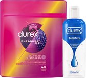 Durex - Condooms Pleasure Me 40 stuks - Glijmiddel Sensitive 250 ml - Voordeelverpakking