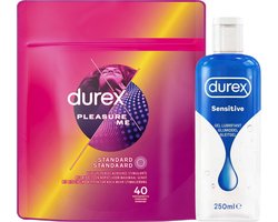 Durex - Condooms Pleasure Me 40 stuks - Glijmiddel Sensitive 250 ml - Voordeelverpakking