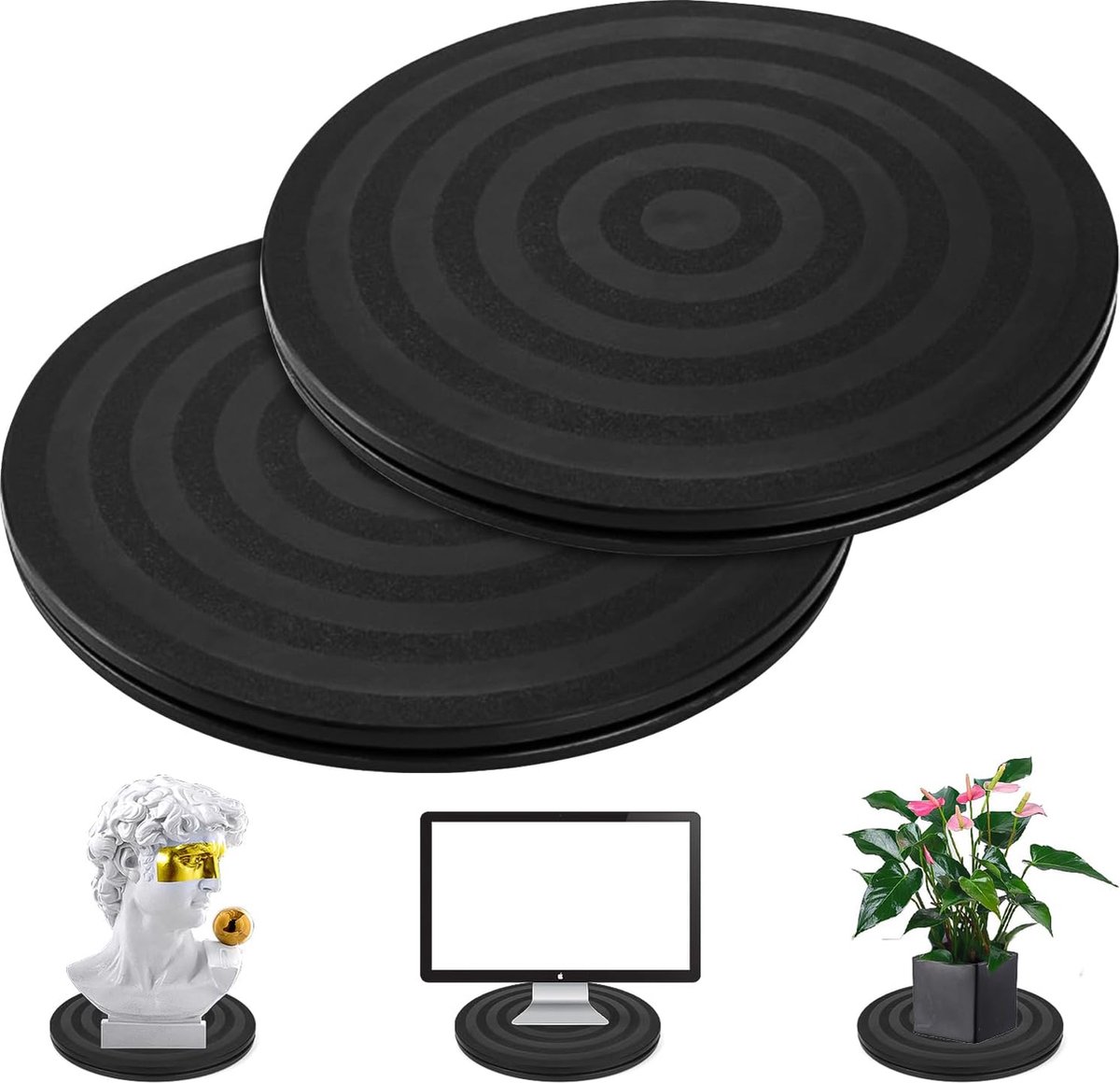Plateau Tournant 360° Diamètre 25 Cm - Roulement à Billes Acier, Charge 100 Kg - Pour TV, Plantes, Modelisme, Rangement