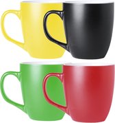 Bellatio Design Koffie mokken/bekers Artista - 8x - keramiek - met oor - multi kleuren - 440 ml