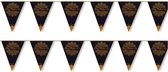 2x stuks Hajj Mubarak thema vlaggenlijnen/slingers zwart/goud 6 meter - Suikerfeest/offerfeest versieringen/decoraties