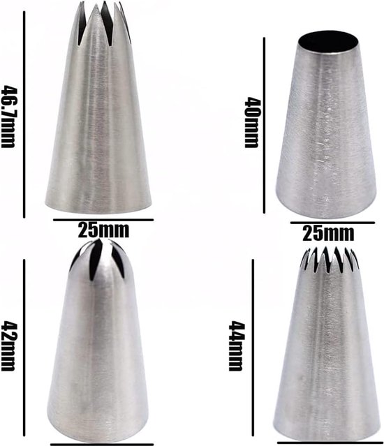 GONDNOWS - Lot De 6 Douilles à Glaçage Professionnelles | Pour Gâteaux & Cupcakes | Modèles 580, 2D, 2C, 1M, 1A, 6B | Inox 304