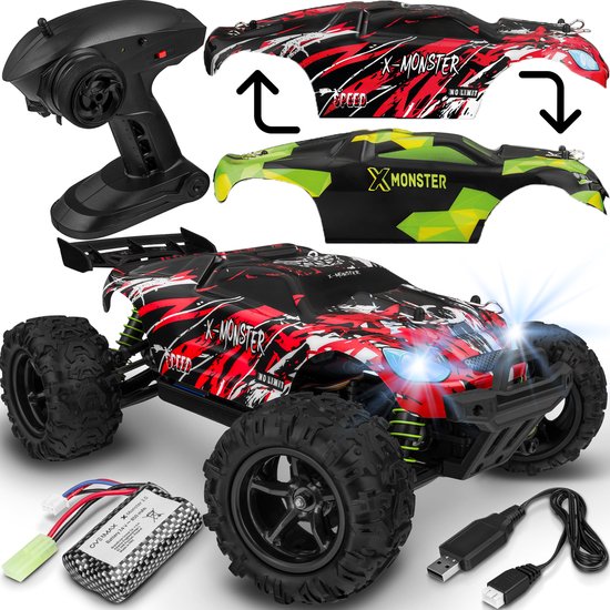 Overmax X-Monster 3.5 RC Auto – 4x4 – 1:18 Schaal – 30 km/h - Bereik 100 m – 2 Accu’s (40 min) – Extra Carrosserie – Offroad – TUV-gecertificeerd