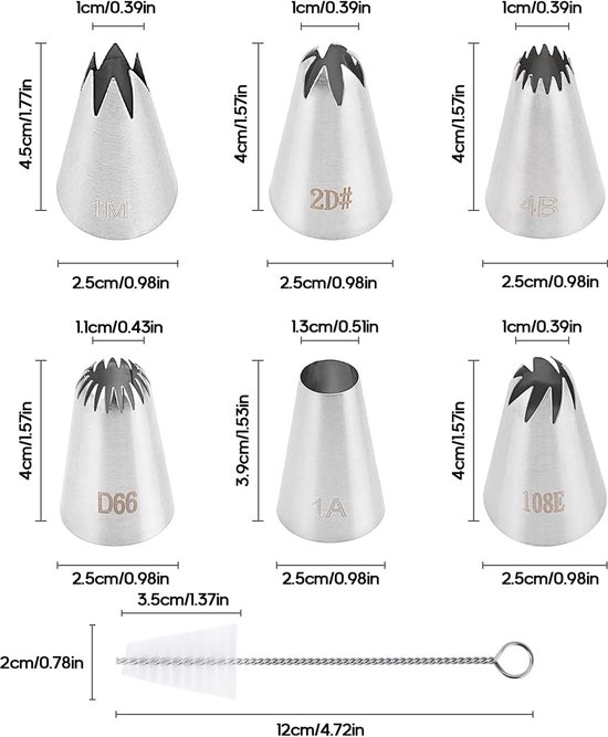 TAKUZA Spuitzakken set van 15 stuks met spuitmonden, professioneel, 2 katoenen spuitzakken 30 en 35 cm, 7 grote spuitmonden, voor cake, taarten, koekjesdecoratie