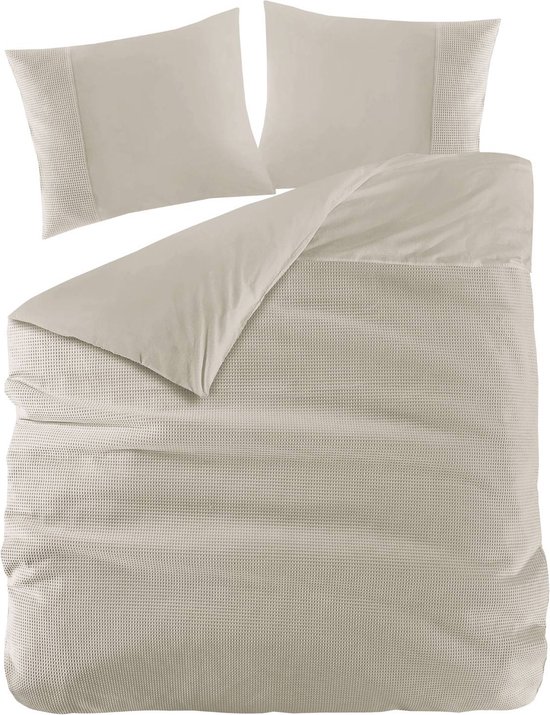 Papillon Dekbedovertrek Mendoza Wafel Zand Lits-jumeaux 240x200/220 cm - Hoogwaardige Percale Katoen Super Zacht van Papillon — afbeelding 2