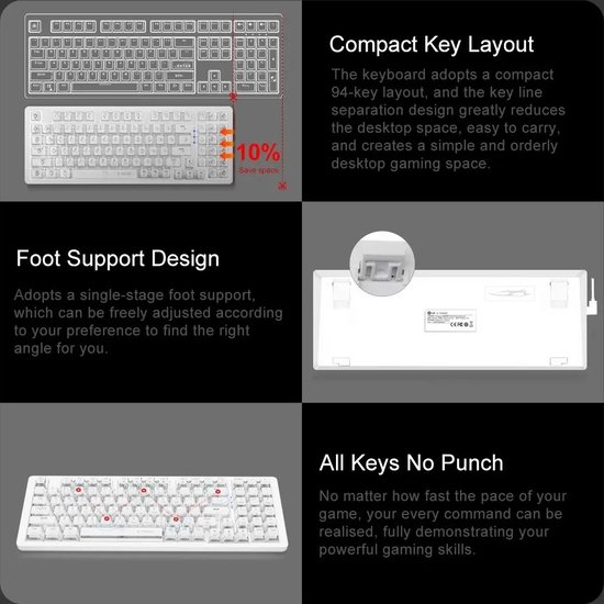 ProductPlein - Wit - Gaming Toetsenbord - Keyboard - Ergonomisch - RGB toetsenbord - ’merkloos’