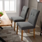 2 Set eetkamerstoelen eetstoelen met gewatteerde stoelstoel gestoffeerde stoel keukenstoel linnen-polyester tissue schuim donker grijs