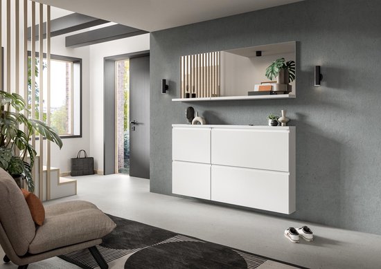 Miroir Shoelove 1 étagère 60x59cm blanc.