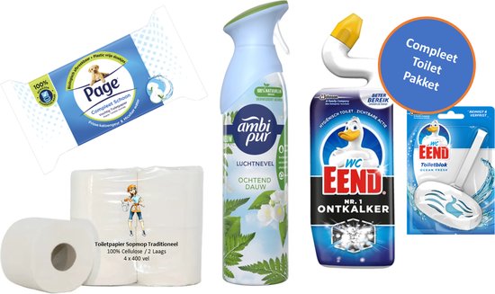 Foto: Toilet pakket sopmop wc eend toiletreiniger no 1 ontkalker 750ml wc eend toiletblok ocean fresh ambi pur ochtend dauw spray 300ml page compleet schoon vochtig toiletpapier toiletpapier sopmop 4 x 400 vel