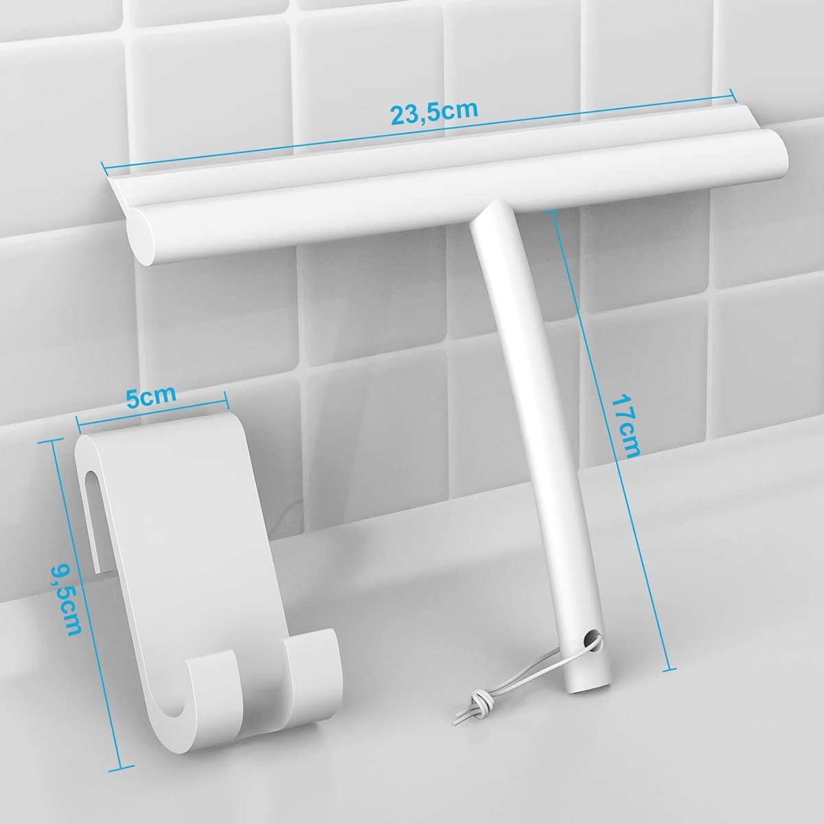 Goedkoopste Douchewisser Wit met houder Zonder boren Douchewisser Siliconen 23,5 cm Raamwisser voor douche, badkamer, spiegel, glasreiniging, streepvrij