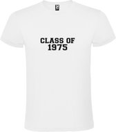 Wit T-Shirt met “Class of 1975 “ Afbeelding Zwart Size 4XL