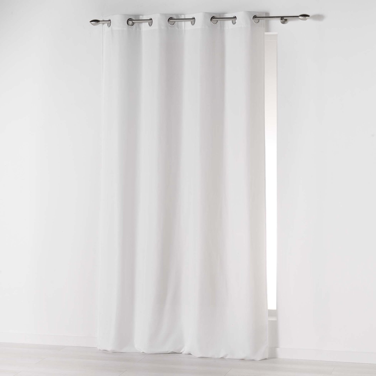 Gordijnen-Kant en klaar- met ringen 140x260cm microfiber absolu wit