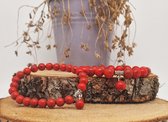 Handgemaakte Natuursteen Armbanden "Rode howliet " 10 mm - Met Natuursteen Hanger - Een bijzonder cadeau voor vrienden en familie