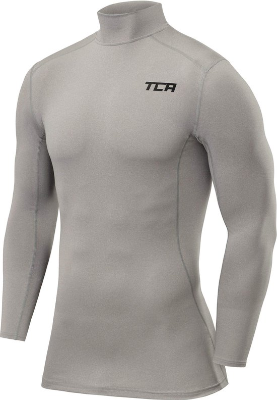 TCA Pro Performance Compression Base Layer Haut thermique à manches longues pour hommes - Col montant - Grijs, XL