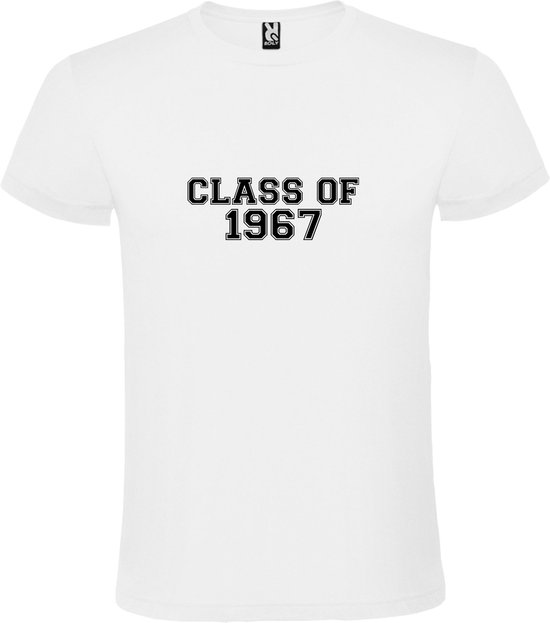Wit T-Shirt met “Class of 1967 “ Afbeelding Zwart Size 5XL