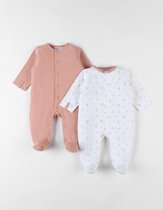 Noukie's - 2 Pack - Pyjama - Meisje - Jersey - Terracotta , ecru met bloemenprint - 0 maand 50