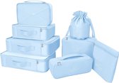 Koffer Organizer Reizen Kleding Tassen 8 Sets/7 Kleuren Travel Gep?ck Organisatoren bevatten waterdichte schoenenopbergzakken comfortabele compressie zak voor reizigers, lichtblauw