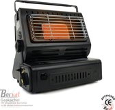 Borvat® - Gaskachel - Heater - Kachel - Terrasverwarmer - Camping gaskachel - Gas Heater - Verstelbaar - Draagbaar -Zwart