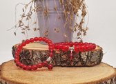 Handgemaakte Natuursteen Armbanden "Rode kwarts " 8 mm - Met Natuursteen Hanger - Een bijzonder cadeau voor vrienden en familie